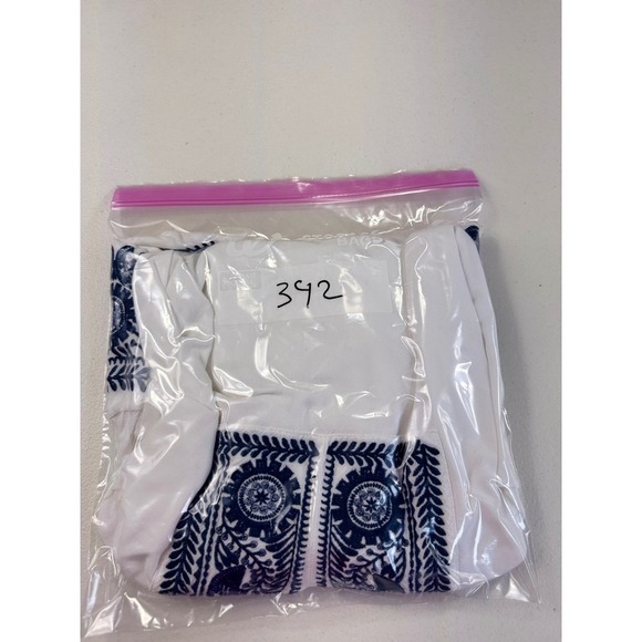 Saint Tropez West Embroidered Blouse Top White Blue Long Sleeve Boho Medium - Picture 12 of 12